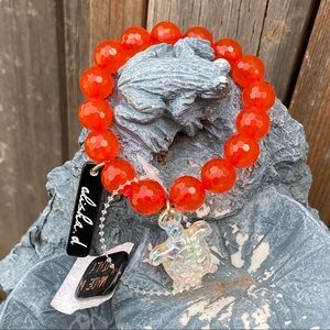 alisha. d. orange crystal beads and turtle charm women stretch bracelet. NWT.
